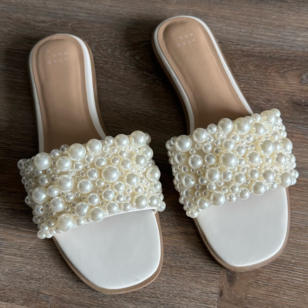White pearl flat sandals – A New Day Target